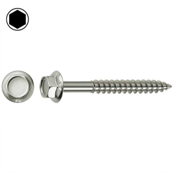 Mustad Vite Kovervit AA Tirafondo per Legno Testa Esagonale (TE) Chromiting Lubrificata